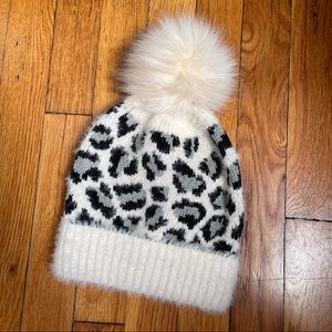 Soft winter leopard print beanie with Pom Pom